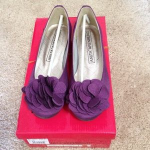 NIB purple satin flat